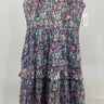 Banjanan Women's Maxi Dress Navy Floral Smocked Ruffle Tiered Sleeveless L Banjanan