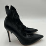 Gianvito Rossi Divine 105 ruffled tulle Black Leather Point Toe Heels Size 36.5 GIANVITO ROSSI