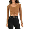 Madden Girl Womens Juniors Ribbed Ruched Crop Top Brown M Madden Girl