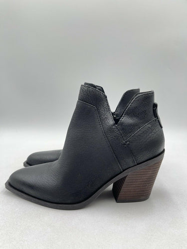 Women’s Crown Vintage Stavie Black Leather Ankle Side Zip Bootie Size 9M