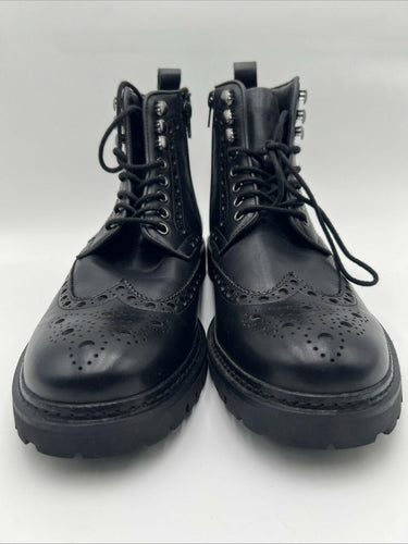 Men’s Saks Fifth Avenue "Agosto" Black Leather Wingtip Brogue Boot Size 9M Saks Fifth Avenue