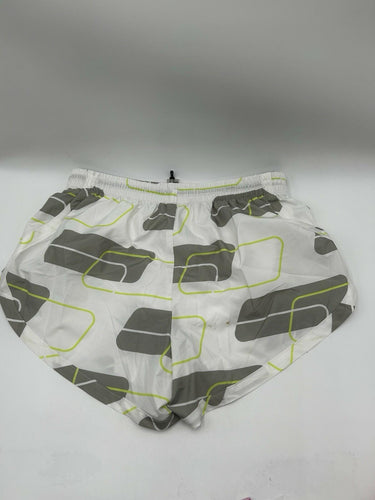 Reebok running shorts white, grey, and neon yellow geometric Drawstring Size M Reebok