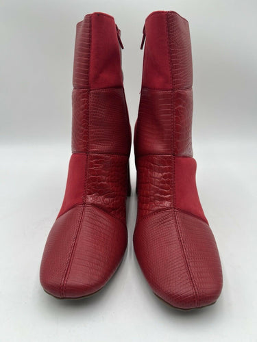 Sugar Element Red Lizard Patchwork Block Heel Ankle Boots Womens 8 Sugar