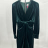 Vince Camuto Women Dress Size 6 Green Twist Front Long Sleeve Velvet Fit Flare Vince Camuto