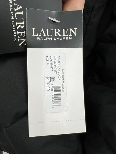 Ralph Lauren Jacket Womens Black Soft Puffer Chevron Quilt Hooded Zip Coat S Ralph Lauren