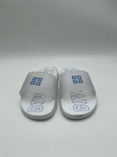 Givenchy Game Day Logo Pool Slides in white with a blue logo Size 41