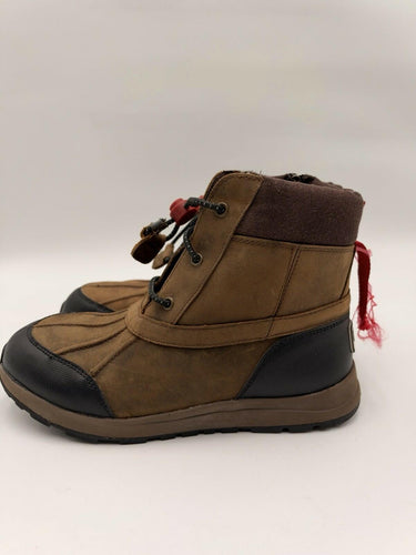 UGG Women’s Brown Leather Duck Boots Fleece Lined Lace Up Winter Size 5