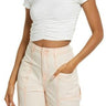 BP. Ruched Organic Cotton Crop T-Shirt in Ivory Size X-Large BP.