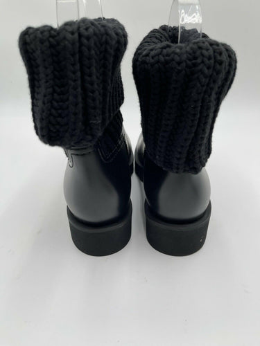 Women’s Moncler Ginette Knit Waterproof Rain Boots in black Rubber Size 35 Moncler