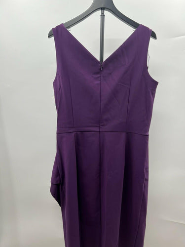 Alex Evenings Summer Plum Purple Draped Sheath Dress Beaded Cocktail 16 Alex Evenings