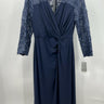 Alex Evenings Long Dress Navy Sequin Lace Surplice Twist Formal Gown 6 Alex Evenings