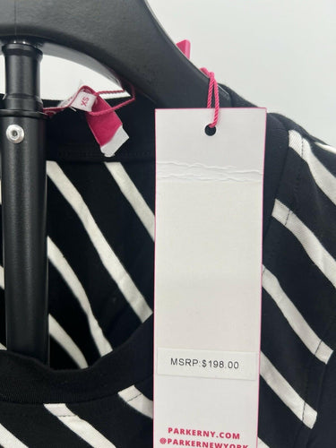 Parker Black White Striped Wrap Side Tie Ruffle Dress NWT Size XS