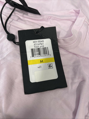 DKNY Mixed Media Puff Short Sleeve Top Fresh Pink Size M DKNY