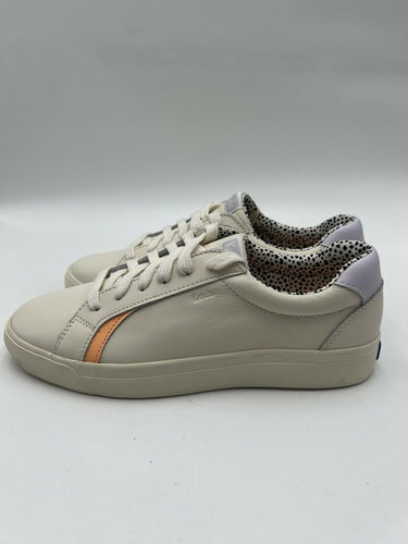 Keds Jump Kick Off White Leather Sneakers Orange Lavender Stripe Size 8.5