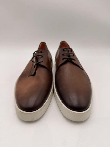Men’s Santoni Dilate Derby Sneakers burnished brown leather Size 10