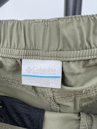 Columbia Convertible Cargo Pants Olive Green Zip Off Hiking Outdoor - Size 30x32