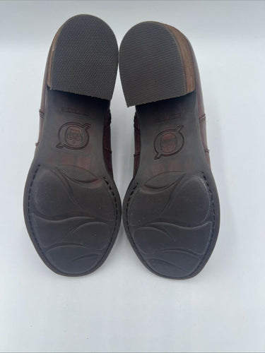 Women’s Born Reegan Brown Leather Zip Booties Mid Block Heel Boots Size 8M Børn