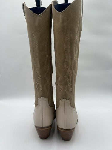 Coconuts Alpine Beige Two Tone Cowboy Boots Size 7.5