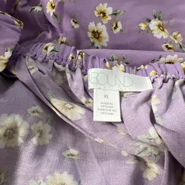 Abound Crop Top Off Shoulder Purple Floral Puff Sleeve Smocked NWT - XL