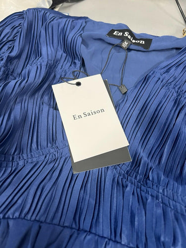 NWD En Saison brand pleated blue long-sleeve dress. Size M