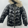 Juicy Couture Girls Puffer Jacket Black Faux Fur Hood Shiny Coat S 7/8 Juicy Couture