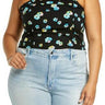 BP. Spaghetti Crop Top Blouse Women s 1X Black SM Textile Floral 1X BP.