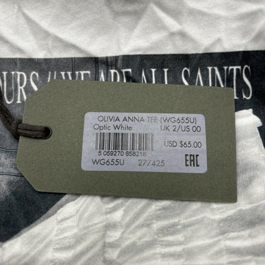 NWD AllSaints Women’s Olivia Anna Graphic Tee White Size 00