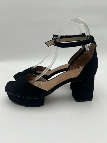 BERNARDO Womens Platform Sandals Black Suede Ankle Strap Block Heel Size 8 M