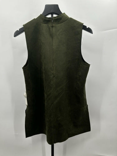 Vince Camuto Woman’s dark green mock neck  faux-suede tunic top Size M Vince Camuto