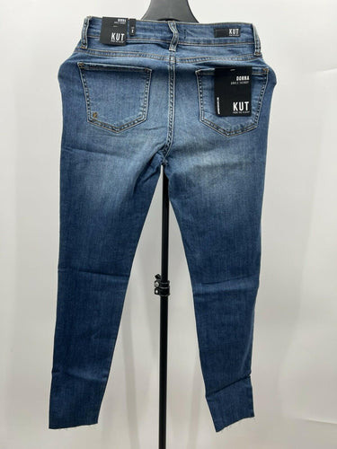 KUT From The Kloth Donna Ankle Skinny Jeans Medium Wash Raw Hem Stretch NWT 2 KUT from the Kloth