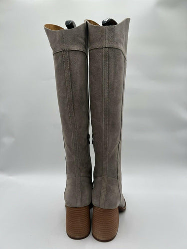 Kork-Ease Taupe Gray Suede Knee High Block Heel Boots Womens Size 7 M