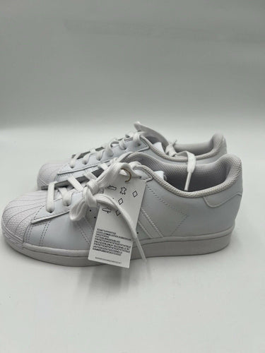 Adidas Superstar J White Leather Shell Toe Sneakers EF5399 Size 6
