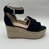 Women’s Marc Fisher Vixta black suede platform espadrille wedge sandal Size 9.5M Marc Fisher