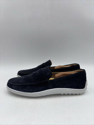 Tod's Men's Navy Blue Suede Mocassino Guscio Loafer Shoe Size 7.5 UK