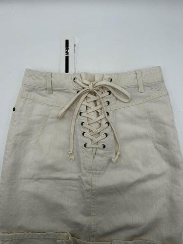 McQ Womans Skirt Cream Denim Lace Up Back Closure Size 24