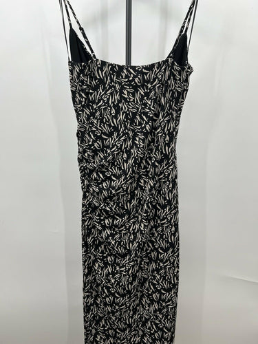 Socialite Dress Womens  Black Beige Abstract Cowl Neck Ruched Bodycon NWT L