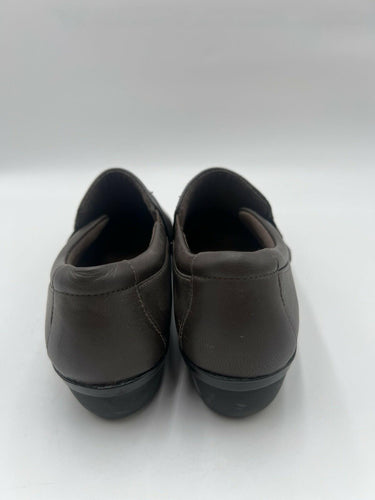 Clarks Brown Leather Ruched Slip On Loafers Comfort Shoes Size 9