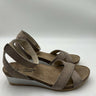 Naot Wand Taupe Nubuck Cork Wedge Sandal Womens Ankle Strap Size 9 Naot