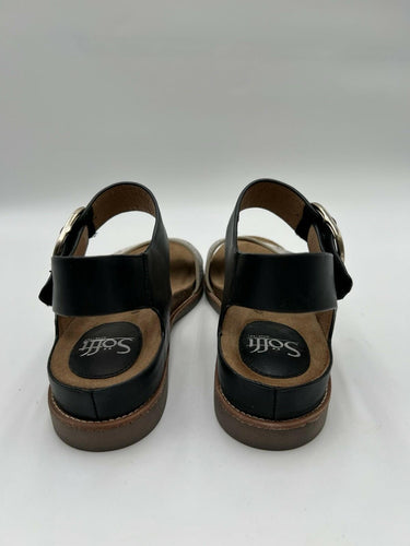 Sofft Black Snakeskin Buckle Slingback Sandals Size 8