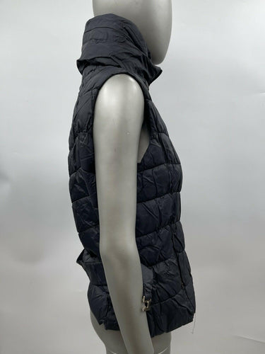 Women’s Zara Basic Full Zip Puffer Vest With Hood Color Black Size M
