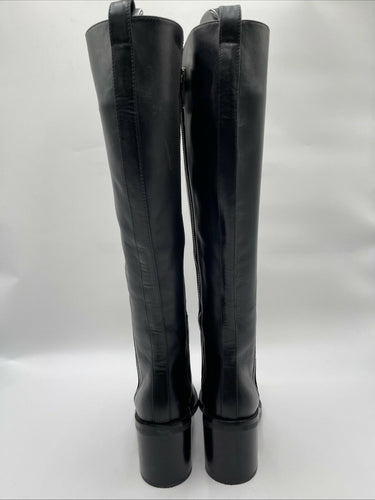 3.1 Phillip Lim ALEXA Black Leather Square Toe Side Zip Knee High Boots, Size 36