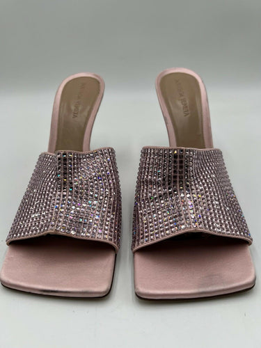 Bottega Veneta Sparkle Stretch Mule Sandals in Camellia pink Size 40