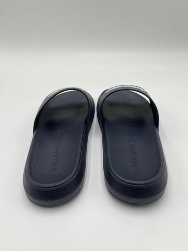 Alexander McQueen Womens Logo Pool Rubber Slides Sandals Navy Size 37 Alexander McQueen