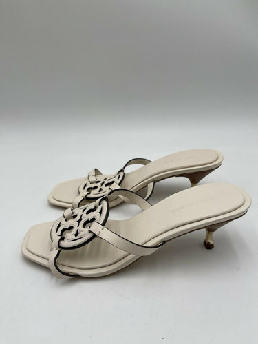 Tory Burch Miller Bombé 55mm White Leather Low Heel Sandal Size 6M