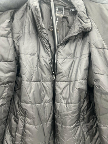 Spyder Jacket Womens Black White Colorblock Hooded Ski Insulated Puffer Coat L Spyder