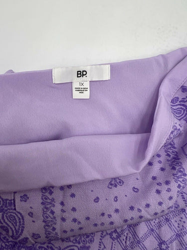BP. Purple Bandana Mini Skirt Womens Slit Hem Plus Size 1X BP