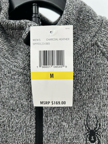 Spyder Jacket Mens M Gray Sweater Fleece Knit Full Zip Charcoal Heather Warm M Spyder