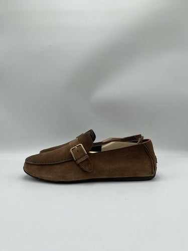 Santoni Barbados suede driver loafers in brown with a single buckle Size 9US