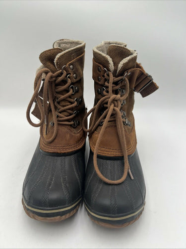Sorel Fancy Lace II Brown Leather Lace Up Lined Waterproof Boots Womens Size 8.5