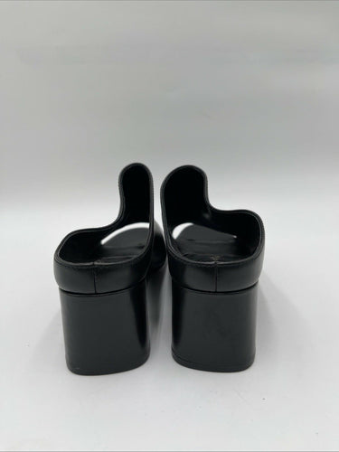 3.1 Phillip Lim “CUBE” Black Leather Open Toe Block Heel Slip On Sandals, 36